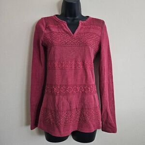 Lucky Brand Waffle Knit Lace Top